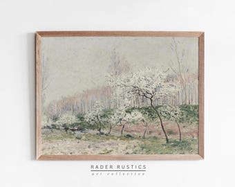 Spring Field Wall Art Painting | Vintage Landscape Print | Framed Canvas | L624