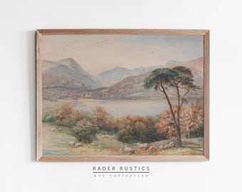 Framed Vintage Landscape | Country Lake Painting | Canvas Wall Print | L632