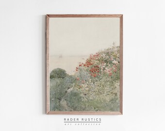 Framed Seascape Painting | Vintage Vertical Coastal Wall Art Print | S140
