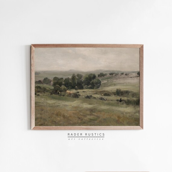 Frame Country Landscape | Vintage Canvas Wall Art Print | Neutral Earth Tone Decor | L381