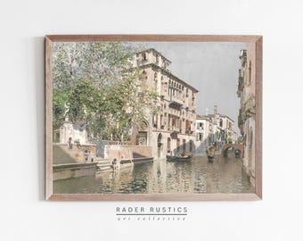 Vintage Venice Canal Art Framed | European Architecture Print | Italian Cityscape Canvas | AR046