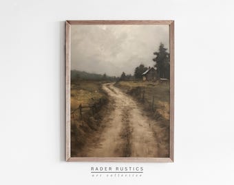 Moody Vertical Landscape Print | Vintage Style Wall Art | Rustic Living Room Decor | L664