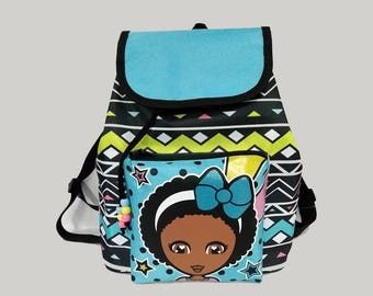 Black Girl Mini Backpack Purse, Black Kid Gifts, African American, Natural Hair, school backpack, book bag, Christmas, Kwanzaa gift, Holiday