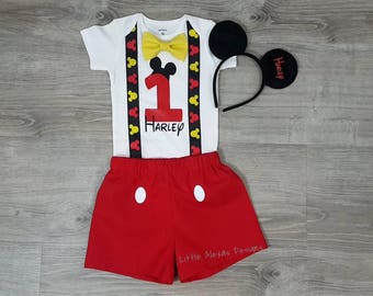 Mickey Mouse First Birthday Outfit Boy Suspenders Bow Tie Shorts St Birthday Outfit Boy Smash Cake Outfit Mickey Mouse First Birthday Outfit Boy Suspenders Bow Tie Shorts St Birthday Outfit Boy Smash Cake Outfit