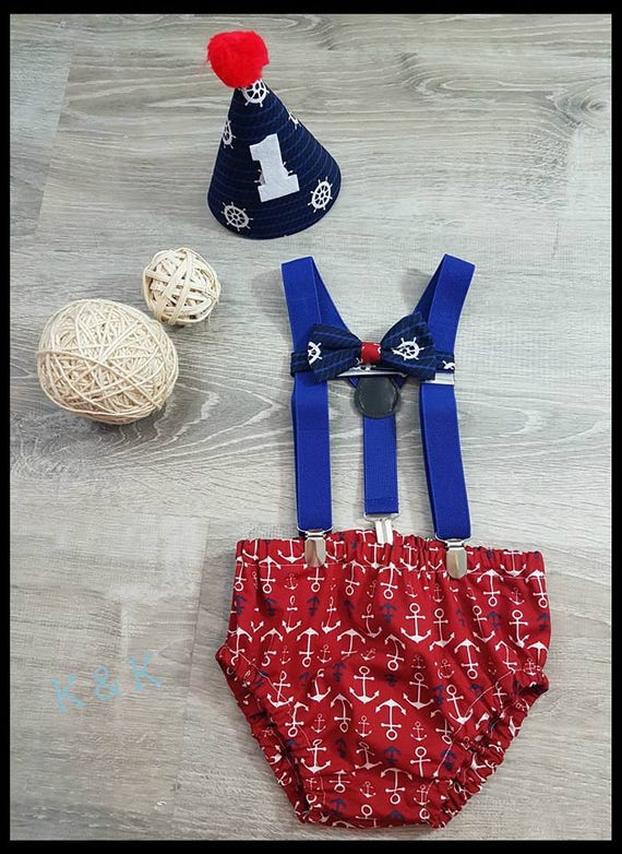 Smash Cake Outfit Boy Nautical First Birthday Boy Diaper Etsy