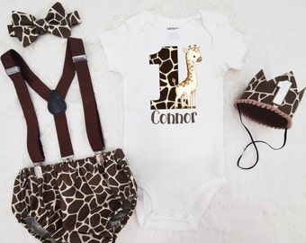 safari cake smash outfit boy, boy cake smash outfit, giraffe cake smash, jungle cake smash, safari 1st birthday boy, giraffe diaper cover
