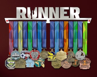 Runner Medal Holder, Running Sports Medal Hanger for Athlete, Custom Motivational Metal Display Rack