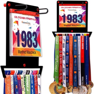 Medal Hanger for Runners | Race Bib Holder + Medal Rack | Complete Bundle Steel Medal Holder Bib Hanger for 40+ Medals & 100 Running Bibs