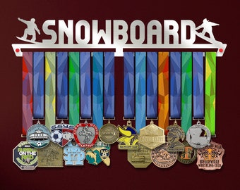 Snowboard Medal Display Rack, Stainless Steel Medal Holders for Winter Sports, Inspirational Gift for Sports Man