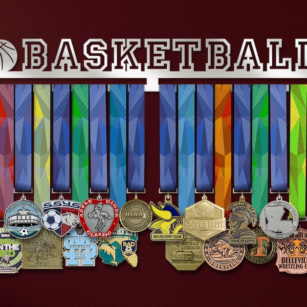 Basket-ball Medal Hanger Holder Display Rack, Home Décor Brushed Stainless Steel for Blemish Resistance, Motivation