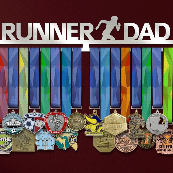 Medal Hanger for Runners – Inspirational Medal Holder for Male Marathon Runner, Steel Medal Rack, Runner Dad Medal Holder Gift