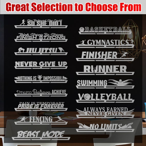 Always Earned Never Given Medal Hanger Display V2 by VictoryHangers Stainless Steel Medal Display The Best Gift for Champions ! Motivational Medal Hanger