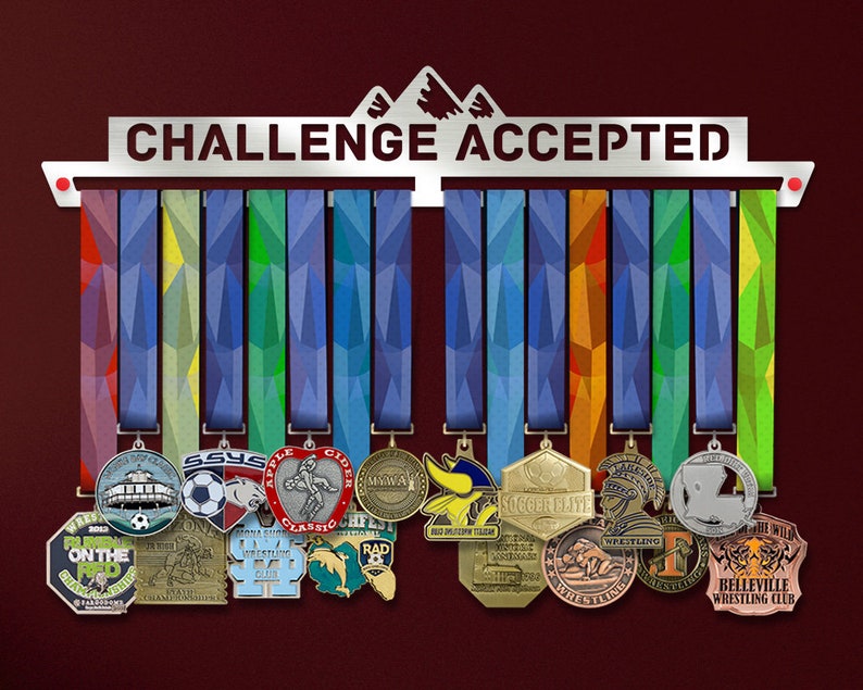 Challenge Accepted Medal Hanger Display V2 Brushed Stainless image 0