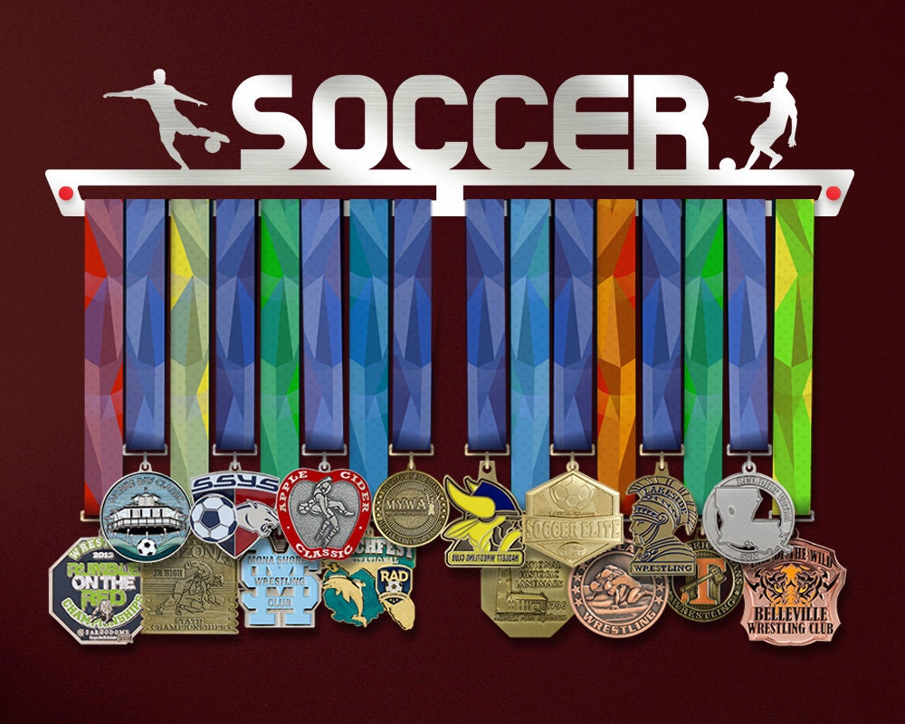 Football - Porte-Médaille Mural - Médaille Cintre Joueur de Football,  Soccer - Sport Medal Hanger - Display Rack - Acier Inoxydable - 100% Made  in
