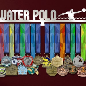 Water Polo Medal Hangers, Personalized Medal Holder for Water Sports, Customized Gift for Water Polo Players