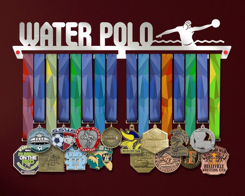 Water Polo Medal Hangers, Personalized Medal Holder for Water Sports