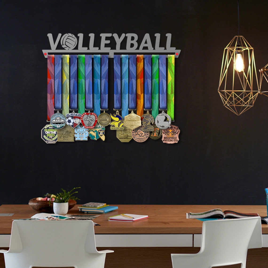 Volleyball Medal Holder Stainless Steel Elegant Wall Etsy