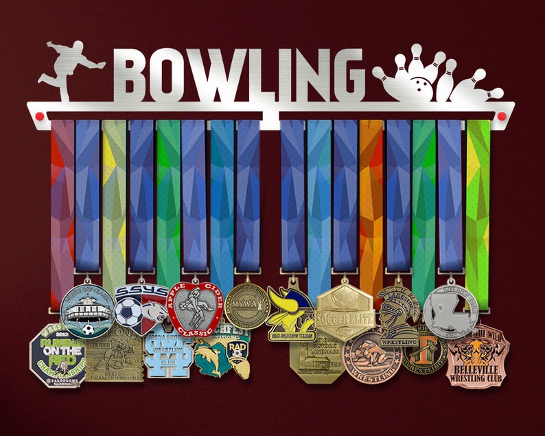 Bowling Medal Holders Champion Medal Display Rack Brushed image 0