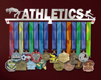 Athletics Medal Holder, Stainless Steel Sports Award Display Rack, Best Gift for Athlete and Runners