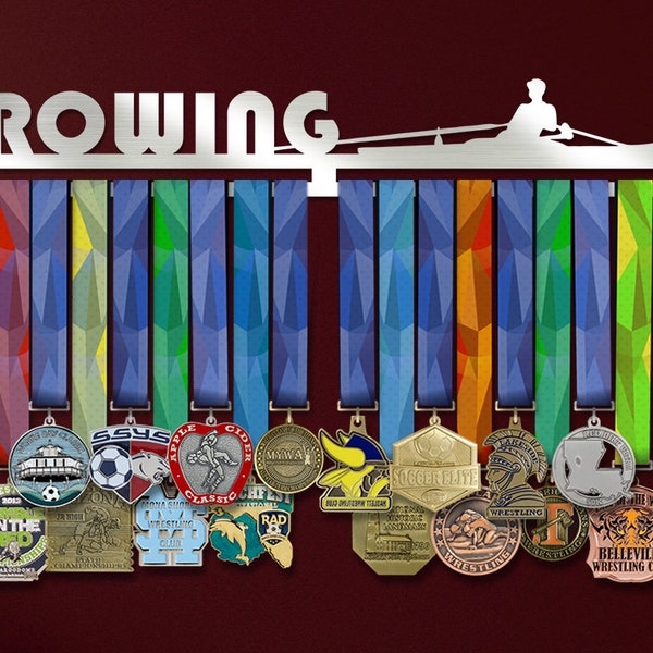 Ruder-Wassersport-Medaillenhalter, personalisierter Medaillenaufhänger aus Edelstahl für Sportler, Heimdekoration, Ruderornamente