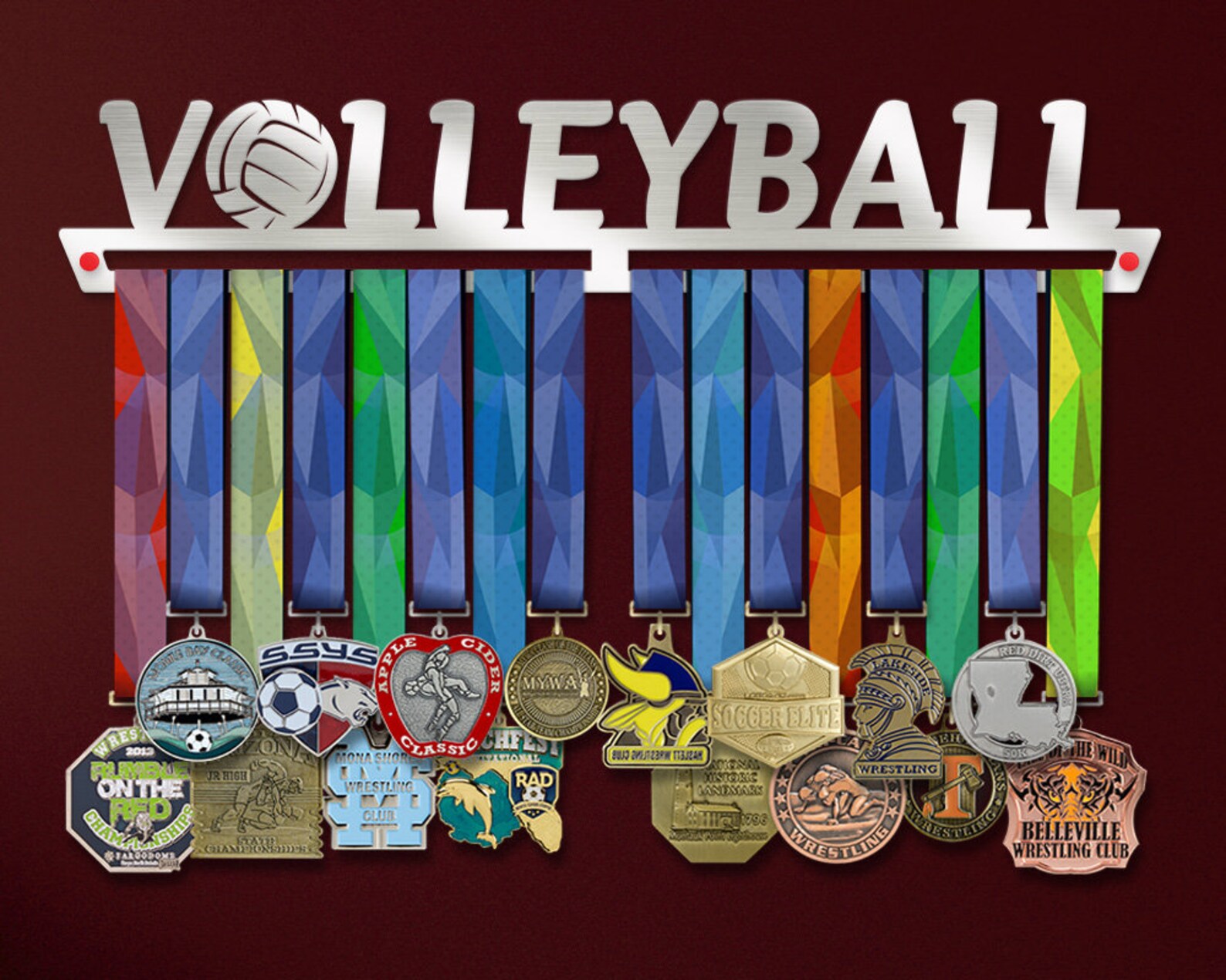 Volleyball Medal Holder Stainless Steel Elegant Wall Etsy