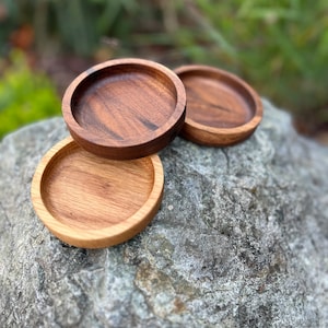 Rond dienblad | 3,5-inch houten dienblad | midden van de eeuw modern | rustiek | ringblad | opvangbak | cirkelbak | walnootblad | eikenhouten dienblad | esdoornblad