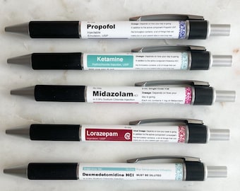 Propofol Pen (Inspired) | Funny Nurse Gift | Label Inspired | Ketamine Pen | Lorazepam Pen |RRT| Respiratory Therapist | Vet Tech Pen