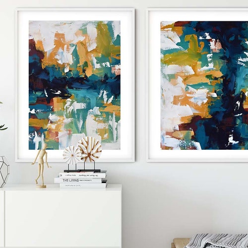ART PRINT Set of 2 Canvas Art Abstract Print Set Large Wall Etsy