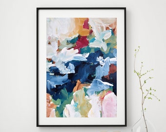 Abstract Painting Print Wall Art, Large Wall Art, Abstract Print, Giclee Print With Frame Abstract Art poster Print Landscape Pastel Colours