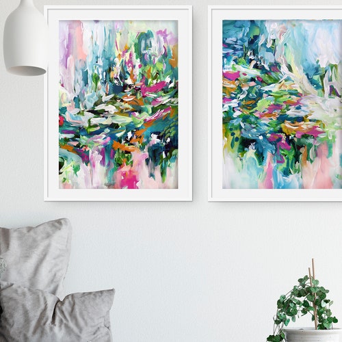 Set of 2 Abstract Art Prints Abstract Print Sets Large Wall Etsy