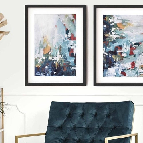 SET OF 2 Art Print Abstract Print Set Wall Art Large Wall Etsy