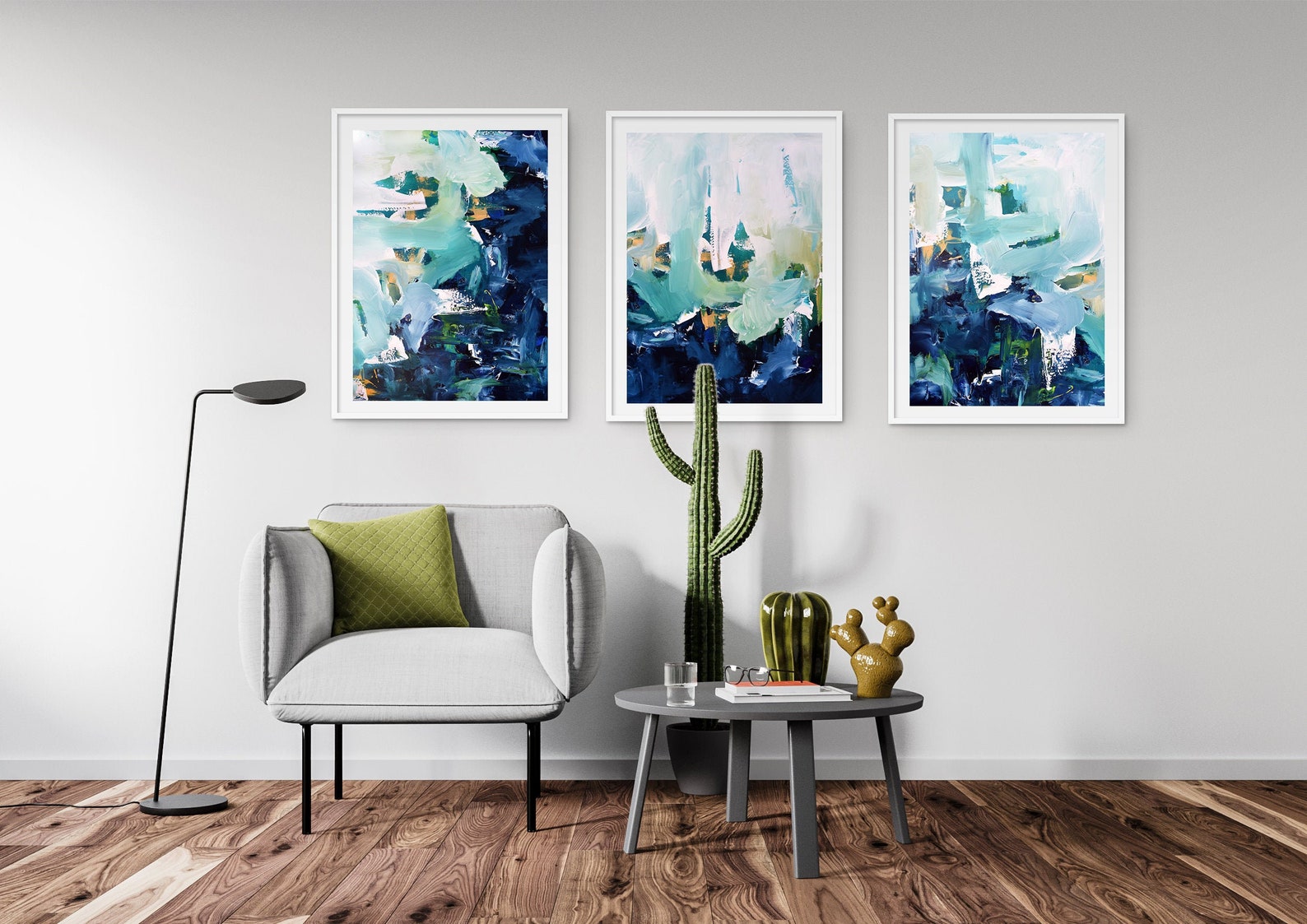 Large Set of 3 Framed Prints Bright Abstract Wall Art Large - Etsy UK