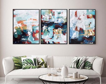 Large Abstract Paintings On Canvas, Large Canvas Art Prints, Abstract Canvas Prints, Living Room Wall Art, Set Of 2 Prints, Framed Paintings