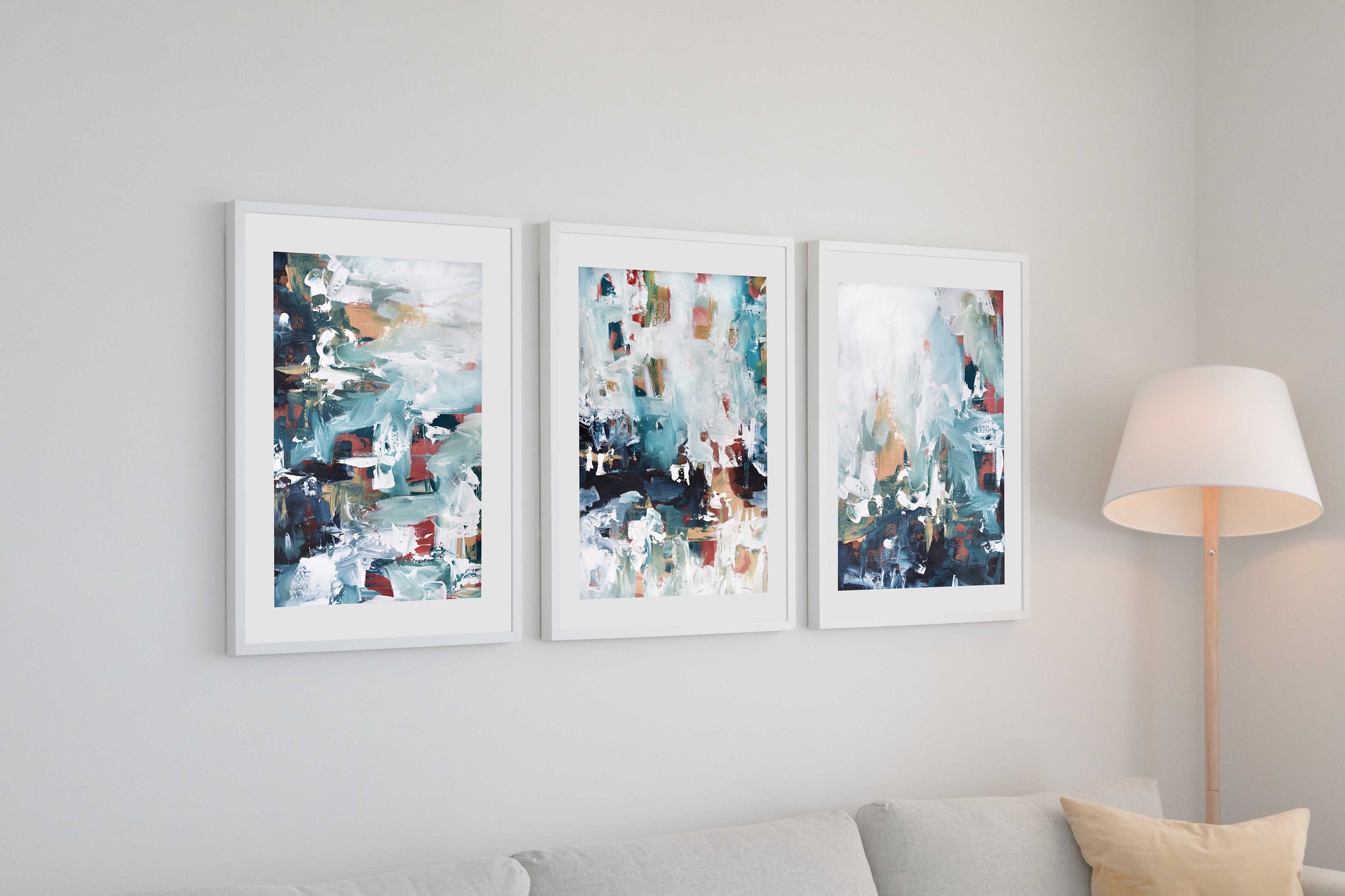 SET OF 3 Framed Art Abstract Print Wall Art Large Wall Art Etsy