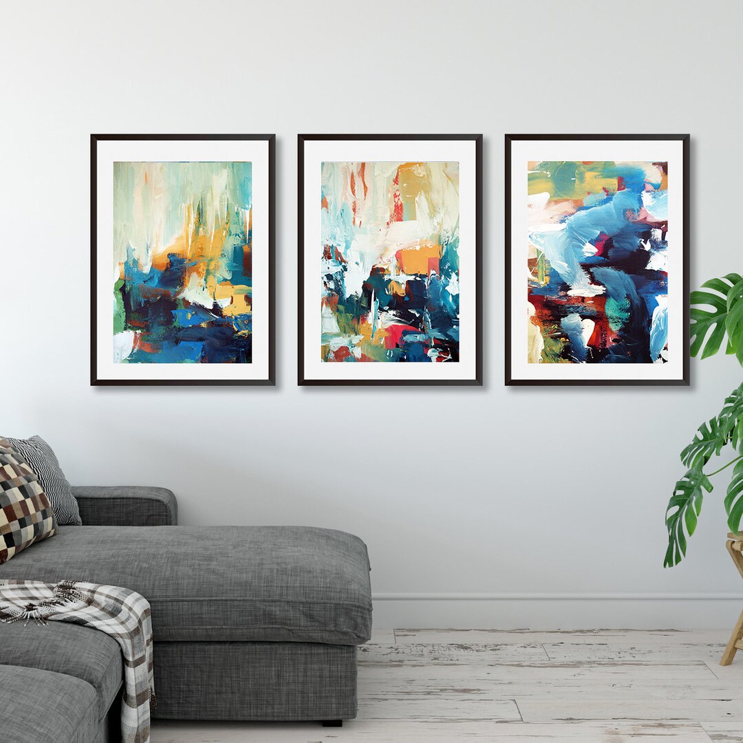 SET OF 3 Framed Art Prints Abstract Print Set Wall Art Large Wall Art 