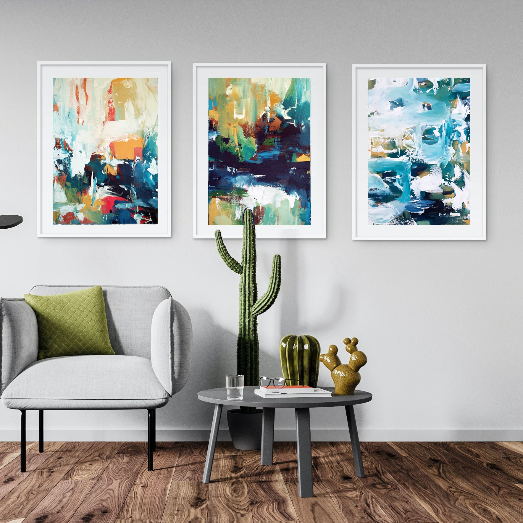 SET OF 3 Framed Art Abstract Print Set Wall Art Large Wall Etsy