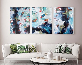 Large Abstract Paintings On Canvas, Large Canvas Art Prints, Abstract Canvas Prints, Living Room Wall Art, Set Of 2 Prints, Framed Paintings