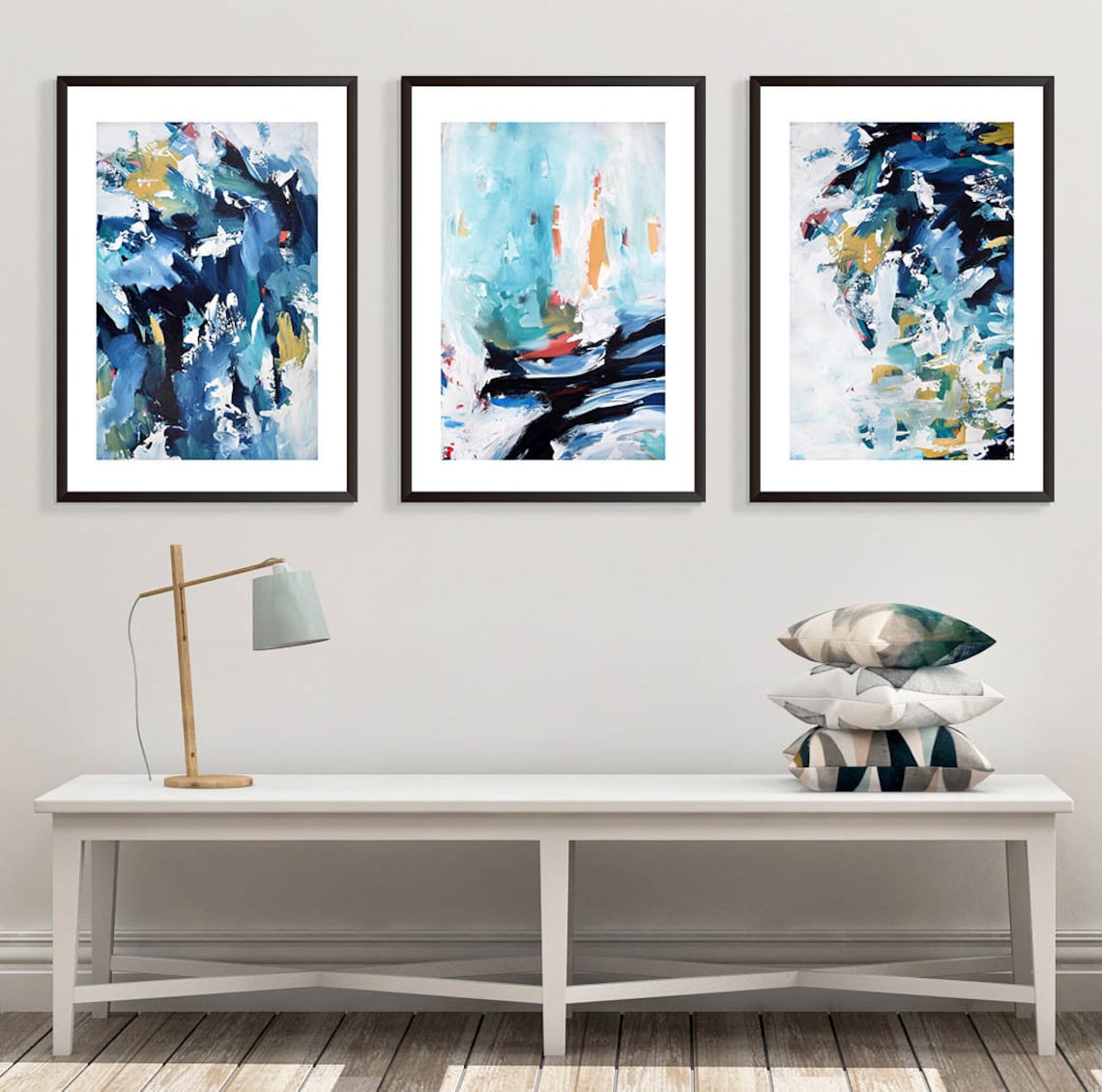 SET OF 3 Framed Art Abstract Print Wall Art Large Wall Art | Etsy