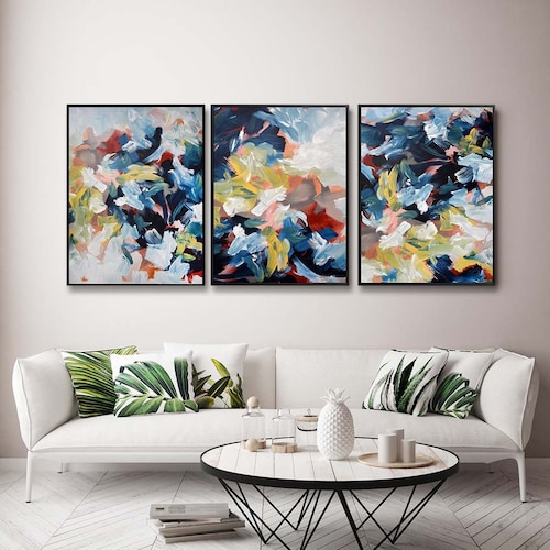 Large Set of 2 Abstract Canvas Art Print Abstract Original Etsy UK