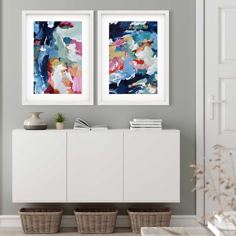 Set of 2 Abstract Art Prints Abstract Print Sets Large Wall Etsy