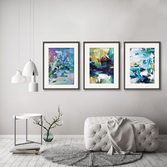 SET OF 3 Framed Art Abstract Print Wall Art Large Wall Art Etsy