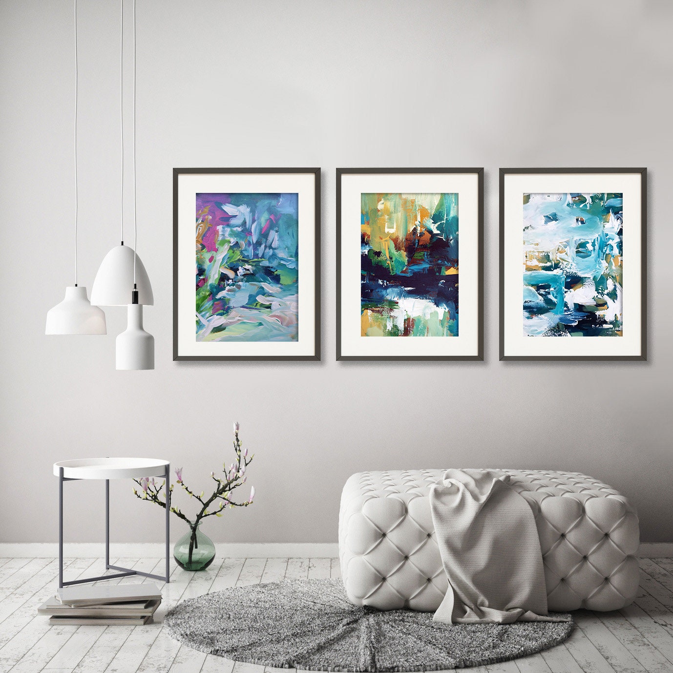 SET OF 3 Framed Art Abstract Print Wall Art Large Wall Art Etsy