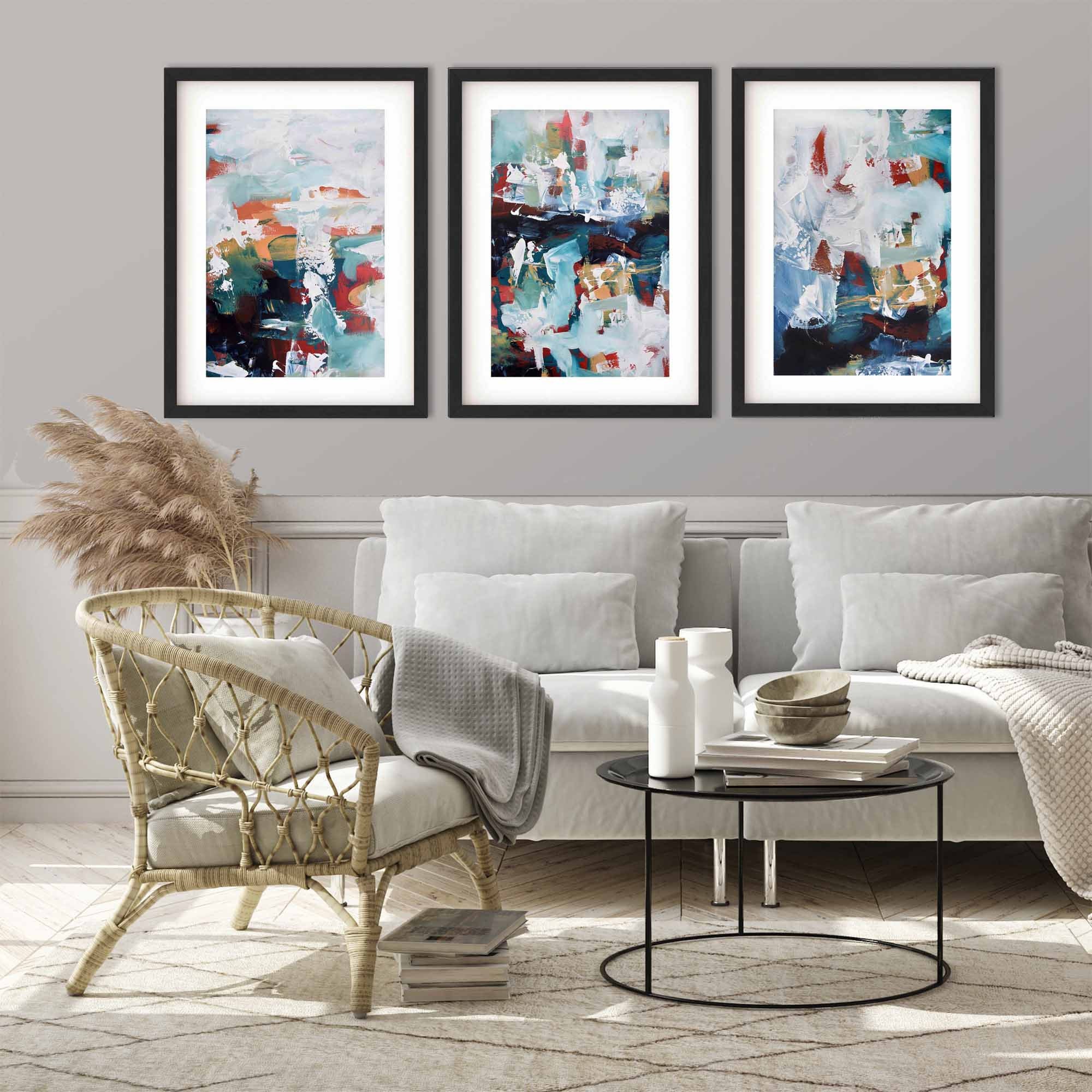 Large Abstract Print Set Set of Three Prints Contemporary | Etsy