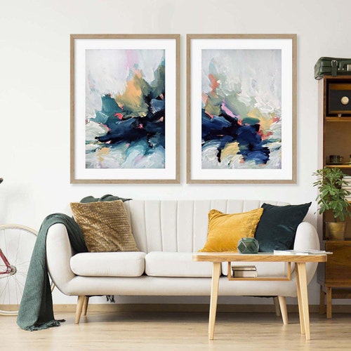 Abstract Art Set Set of 2 Wall Art Large Wall Art Abstract Etsy