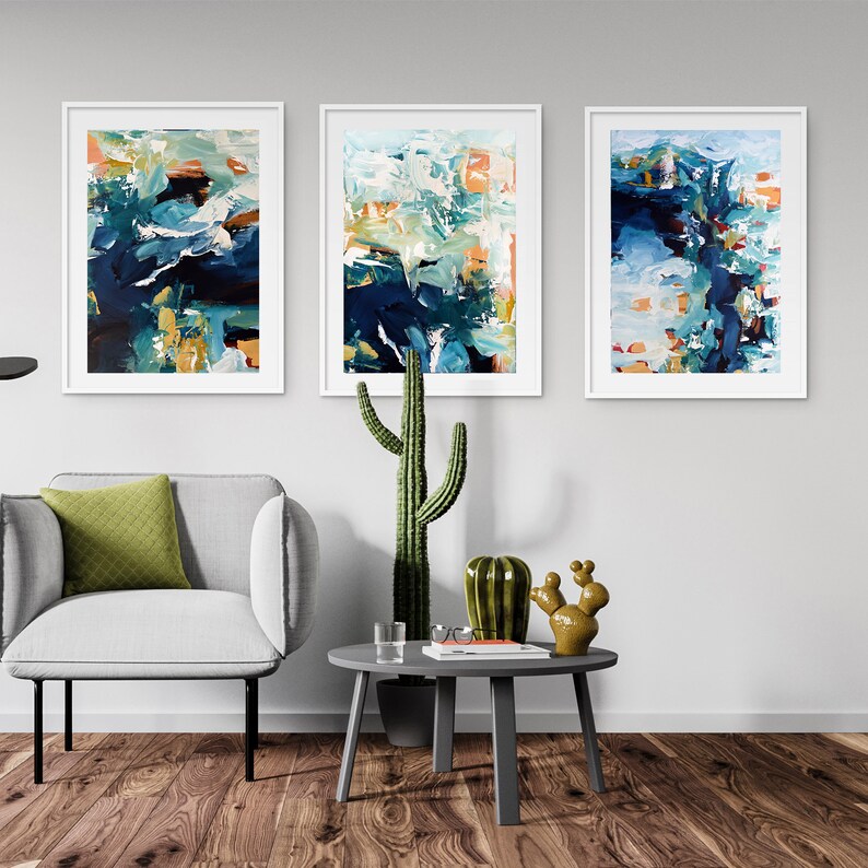 SET OF 3 Framed Art Abstract Print Wall Art Large Wall Art Etsy