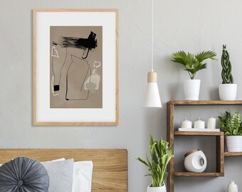 Cave Drawing Fine Abstract Print Wall Art, Modern Large Wall Art, Beige Abstract Print, Beige Room Decor Fine Art Print from Cave Drawing