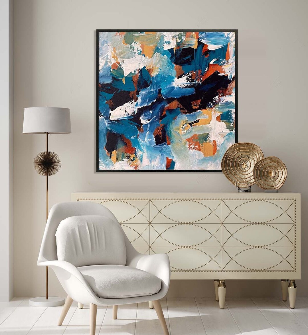 Large Blue Abstract Art on Canvas Print From Original Painting, Modern ...