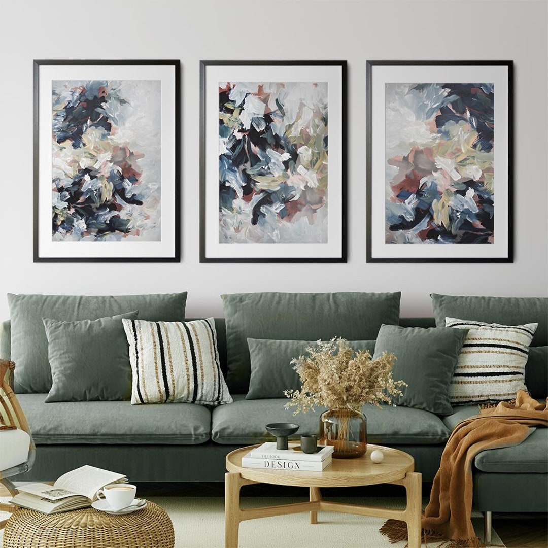 Large SET OF 3 Framed Abstract Wall Art Print, Abstract Dunes, Large ...