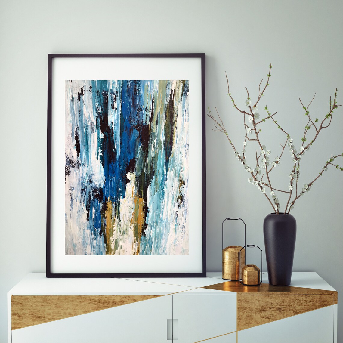 BLUE ABSTRACT Art Print Large Abstract Art Painting Print Etsy