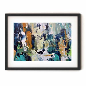 Framed ART Abstract Print Wall Art, Large Wall Art, Blue Abstract Print, Blue Room Decor Abstract Art Print from Painting Modern Abstract image 3